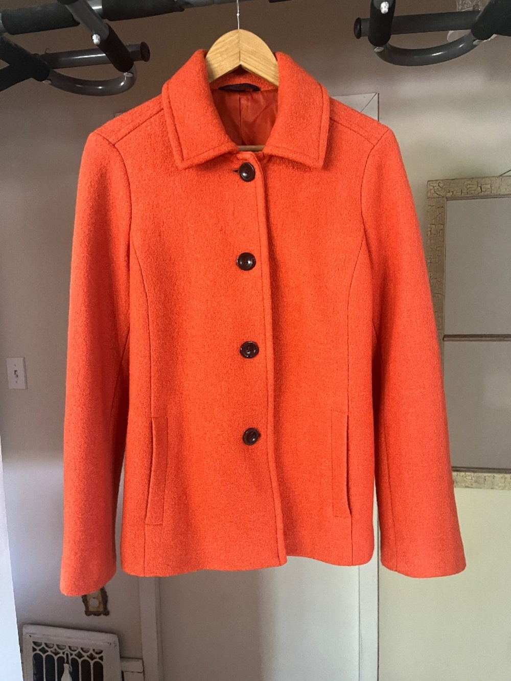 London fog, 51% Wool orange jacket size small medium